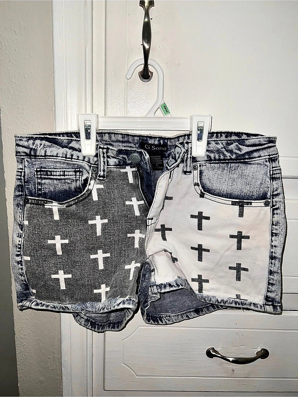 Ci Sono Cross Graphic Denim Jean Shorts